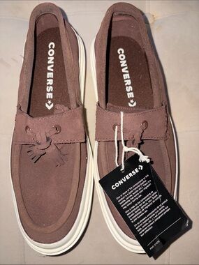 Converse Unisex Brown Suede Boat Shoes with White Sole